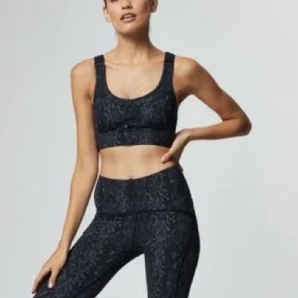 Varley Snake print black sports bra